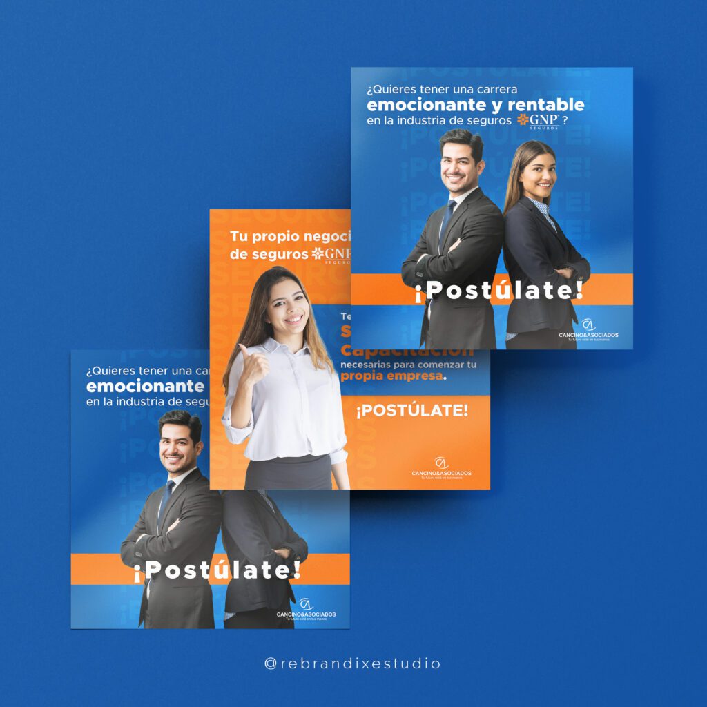 Diseño para redes sociales de agencia de seguros.